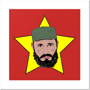 Fidel Castro Against Yellow Star Posters and Art